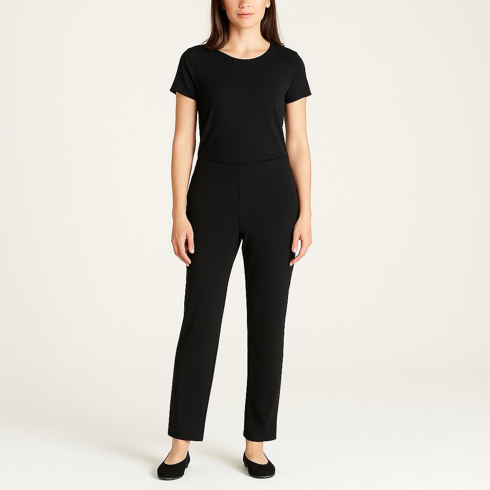 Eileen Fisher Pants Womens Medium Black Stretch Straight Leg Casual